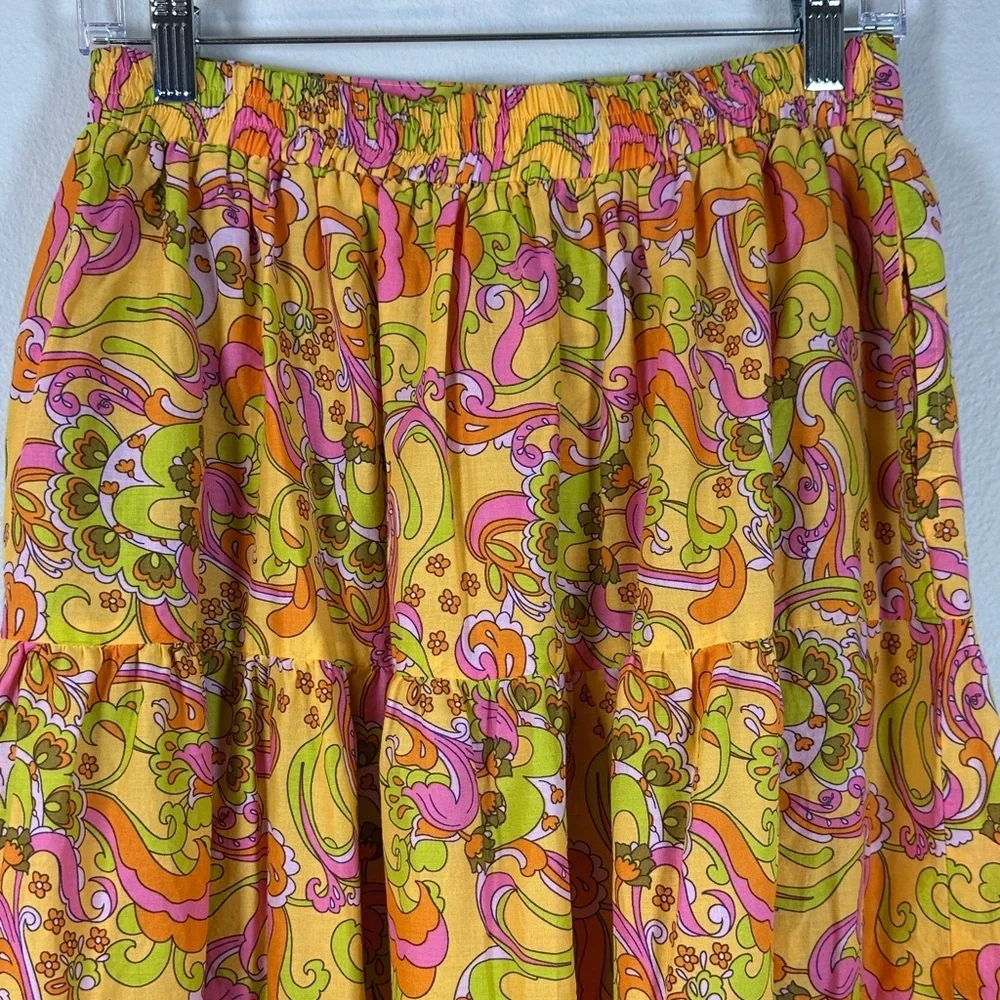 Ivy Jane Pucci Style Paisley Tiered Maxi Skirt Boho Festival Size S - Picture 8 of 10